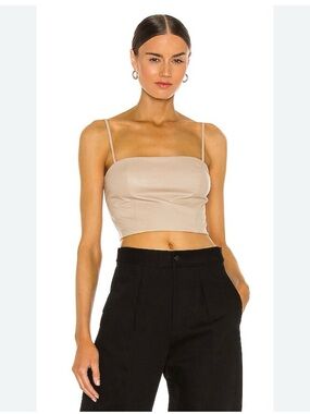 Amanda Uprichard Palmetto Crop Faux Leather Top in Tan Women’s Size S